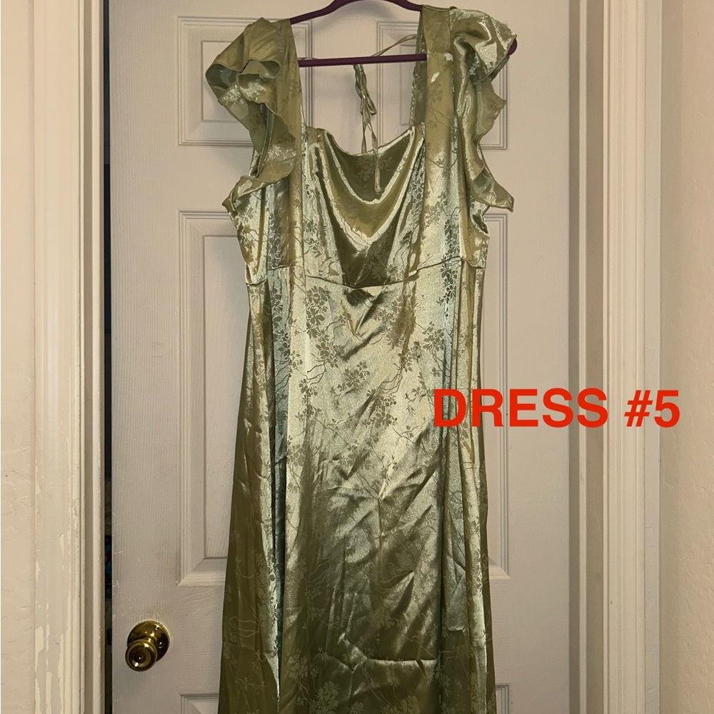 Elegant Green Satin Dress